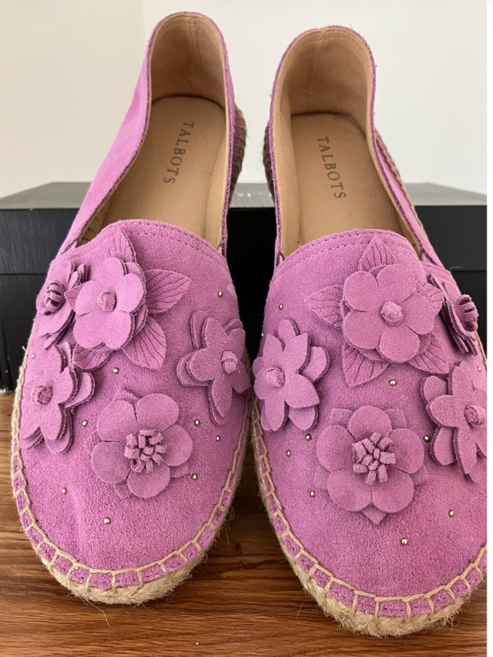 Talbots- Izzy Espadrilles - Floral Suede Misty lilac